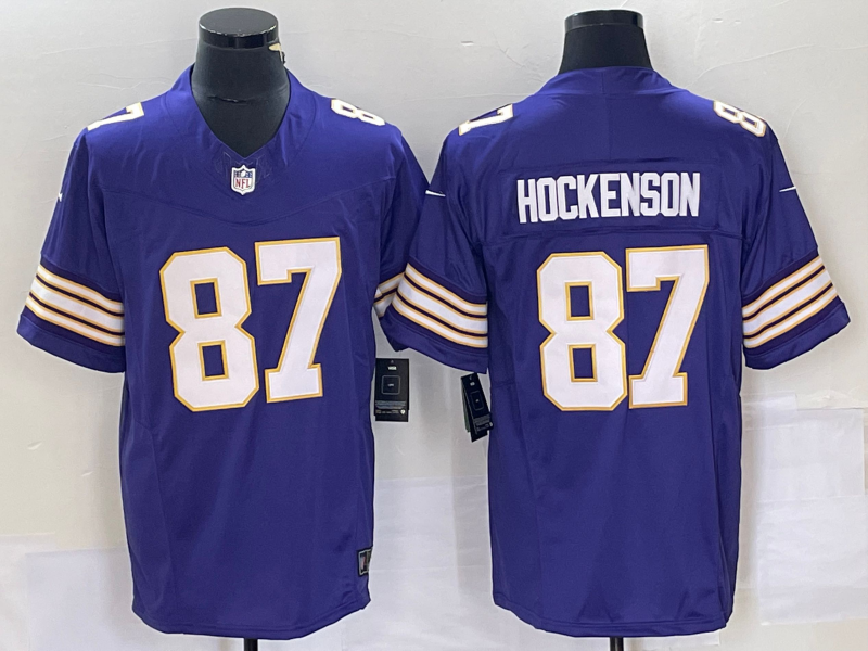 Men's Minnesota Vikings T.J. Hockenson #87 Purple Classic Jersey